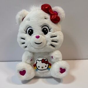 Care Bears x Sanrio Hello Kitty Loves Cheer Bear White 10" Stuffed Plush Toy EUC